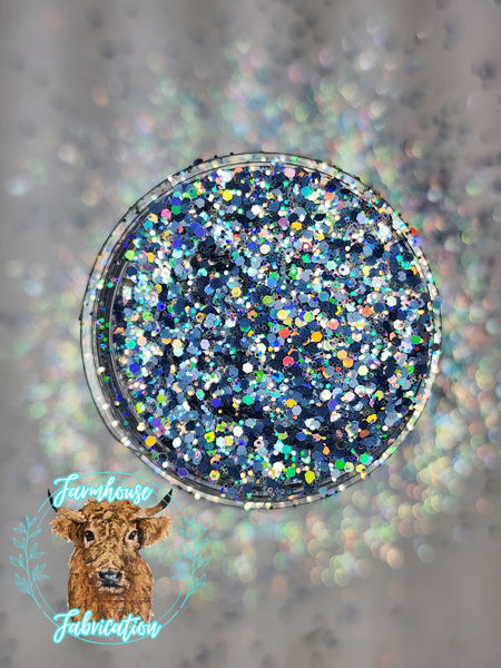 Sweater Weather - Chunky Denim Blue and Silver Exclusive Polyester Glitter for DIY crafts and Tumbler Making