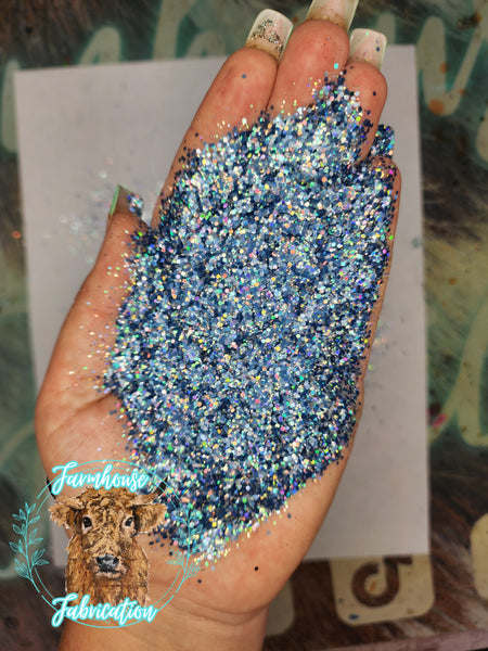 Sweater Weather - Chunky Denim Blue and Silver Exclusive Polyester Glitter for DIY crafts and Tumbler Making