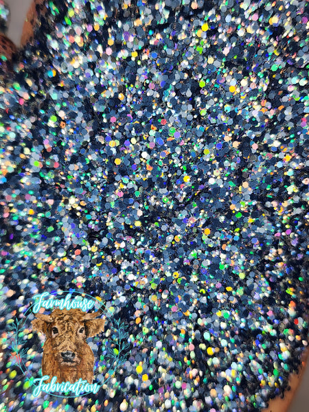 Sweater Weather - Chunky Denim Blue and Silver Exclusive Polyester Glitter for DIY crafts and Tumbler Making