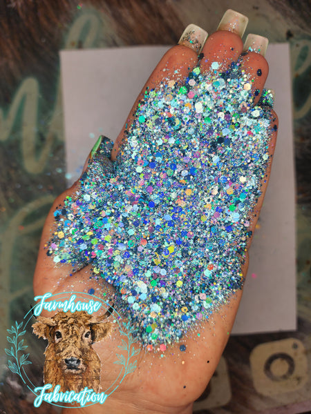 Rhinestone Wrangler - Chunky Denim Blue Polyester Glitter for DIY crafts and Tumbler Making