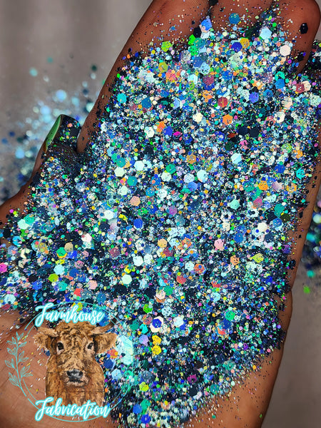 Rhinestone Wrangler - Chunky Denim Blue Polyester Glitter for DIY crafts and Tumbler Making