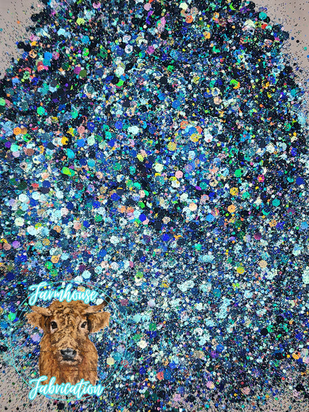 Rhinestone Wrangler - Chunky Denim Blue Polyester Glitter for DIY crafts and Tumbler Making