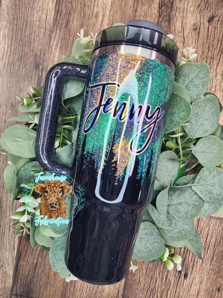 Northern Lights Glitter Tumbler / Personalizations are welcome!
