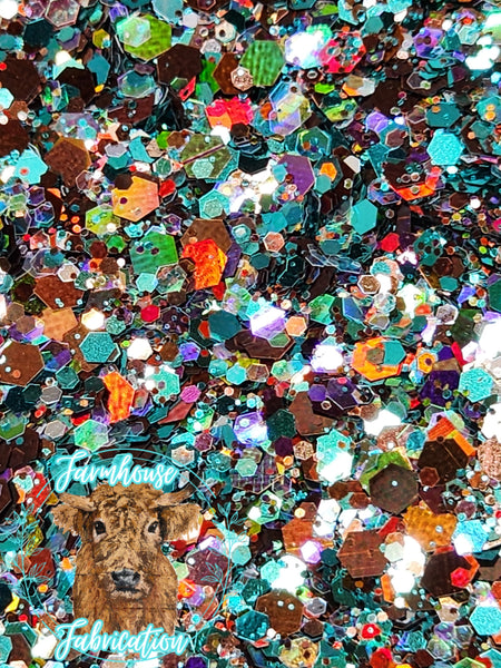 Bronc & Boujie - Chunky Turquoise and Brown Exclusive Polyester Glitter for DIY crafts and Tumbler Making