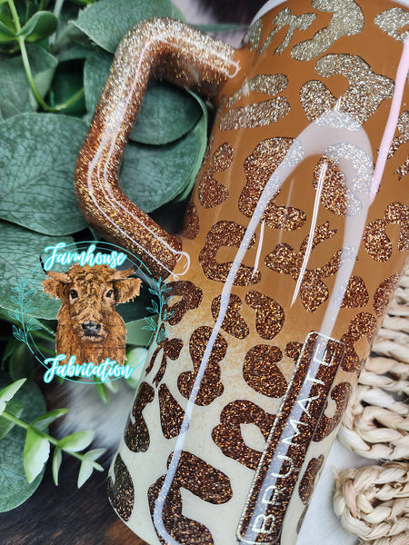 Cheetah Print Ombre Peek-a-boo Glitter Tumblers / CHOOSE YOUR COLORS / CHOOSE YOUR SIZE