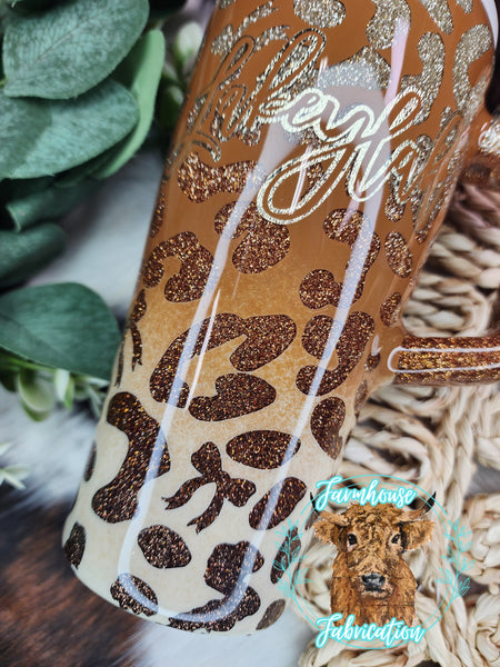 Cheetah Print Ombre Peek-a-boo Glitter Tumblers / CHOOSE YOUR COLORS / CHOOSE YOUR SIZE