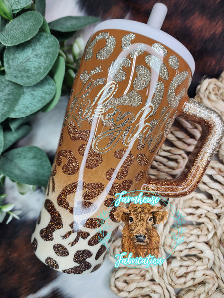 Cheetah Print Ombre Peek-a-boo Glitter Tumblers / CHOOSE YOUR COLORS / CHOOSE YOUR SIZE