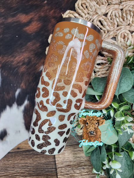 Cheetah Print Ombre Peek-a-boo Glitter Tumblers / CHOOSE YOUR COLORS / CHOOSE YOUR SIZE