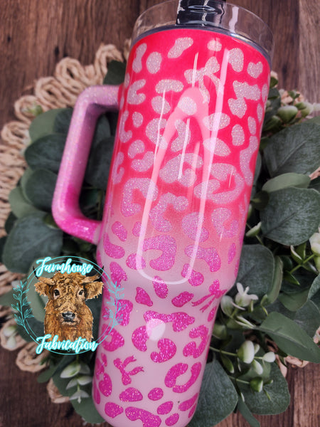 Cheetah Print Ombre Peek-a-boo Glitter Tumblers / CHOOSE YOUR COLORS / CHOOSE YOUR SIZE