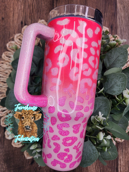 Cheetah Print Ombre Peek-a-boo Glitter Tumblers / CHOOSE YOUR COLORS / CHOOSE YOUR SIZE