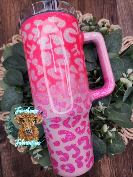 Cheetah Print Ombre Peek-a-boo Glitter Tumblers / CHOOSE YOUR COLORS / CHOOSE YOUR SIZE