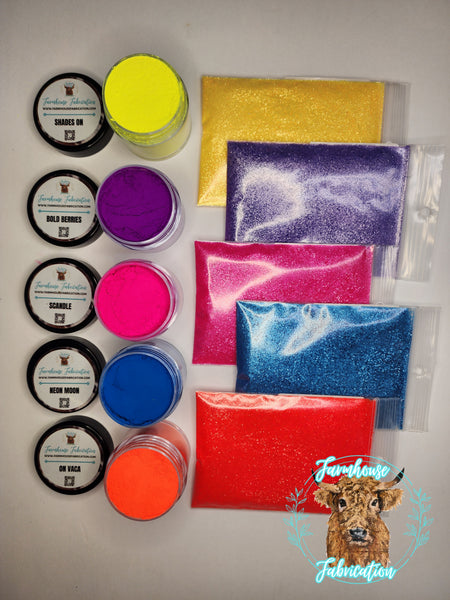 Neon Mica and Glitter Pack - FIVE of Each