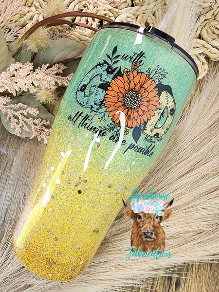 With God All Things Are Possible 30 oz Glitter Tumbler