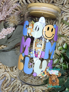 Cool Moms Club Blue Dog Libbey Beer Glass / Ice Coffee Glass
