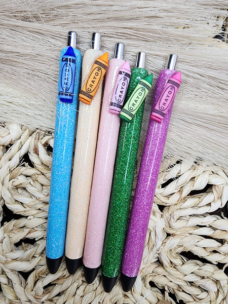 RTS Crayon Colors Glitter Ink Pen