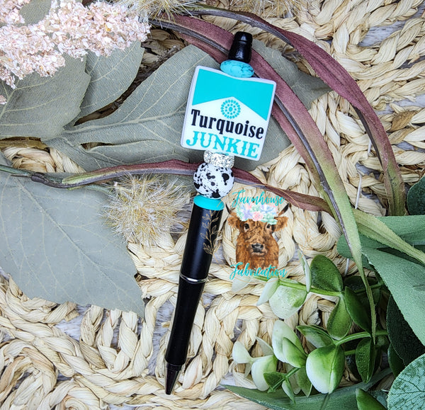 Turquoise JUNKIE Cowhide Refillable Pen
