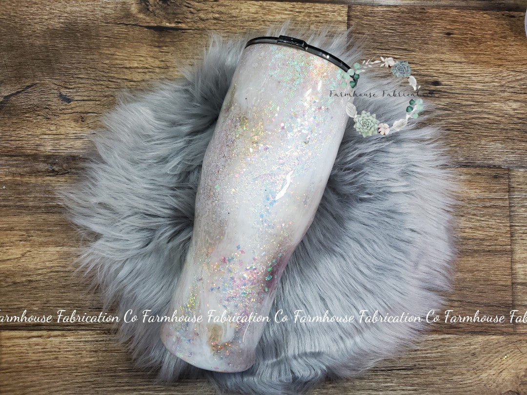 Opal Glitter Tumbler / Realistic Opal Tumbler / Glitter Tumbler / White Glitter Tumbler / Personalized Glitter Tumbler / Rose Gold Tumbler