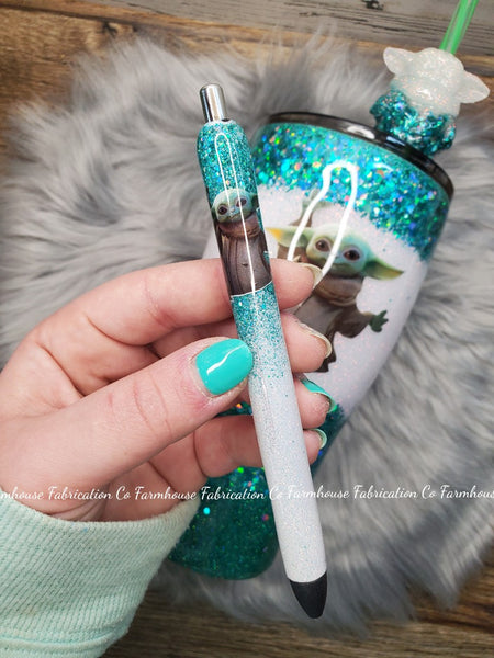 Baby Yoda Glitter Tumbler / Accessories sold separately