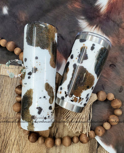 Tri- Color Cowhide Tumbler / Cow Tumbler / Cowhide Glitter Cup / Cow Cup / Cow Tumbler Cups / Cowhide Glitter Tumbler