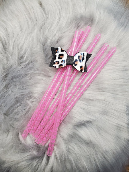 Pink Cheetah Reusable Straws / Printed Straws / Acrylic Straws
