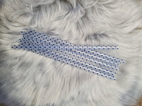 Clear with Blue Dots Reusable Straws / Printed Straws / Acrylic Straws