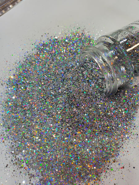 "Twinkle in Time" / Chunky Polyester Glitter / Chunky Glitter / Holographic Chunky Glitter / Silver Chunky Glitter