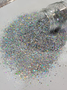 "Twinkle in Time" / Chunky Polyester Glitter / Chunky Glitter / Holographic Chunky Glitter / Silver Chunky Glitter