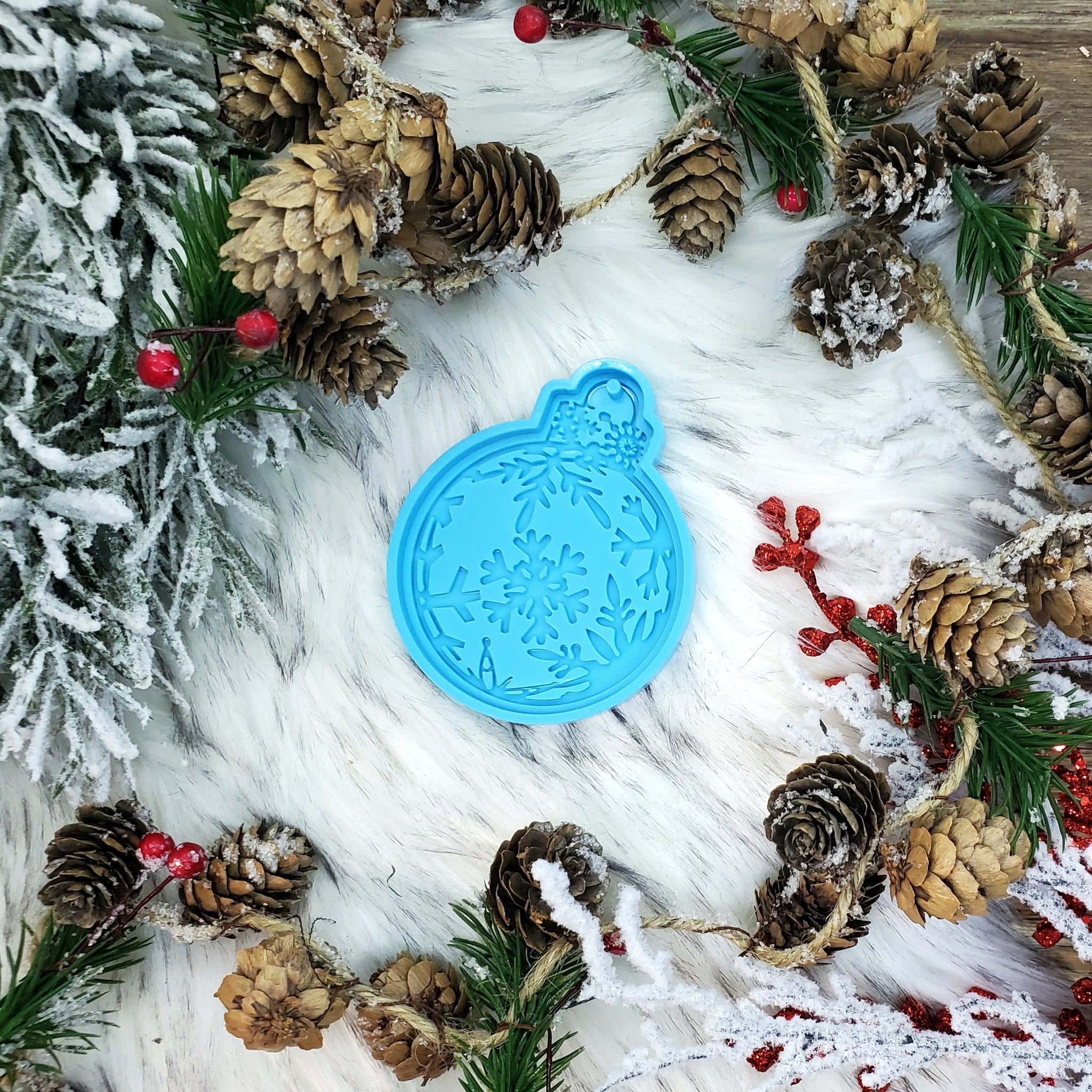 Christmas Ornament with Snowflakes House Straw Topper Silicone Mold / Christmas Molds / Resin Molds