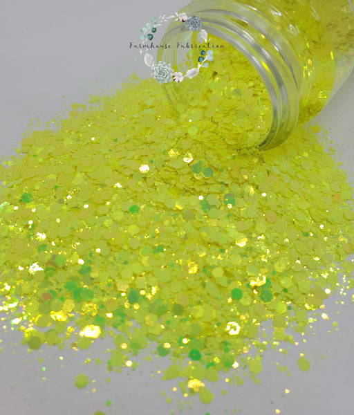 "SunCrush" / Fluorescent Glitter / Chunky Glitter / Polyester Glitter / Tumbler Glitter / Yellow Glitter