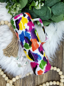 Colorful Cow Spot Glitter Tumbler / Lisa Frank Inspired