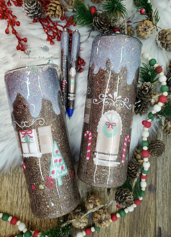 Ginger Bread House Christmas Glitter Tumbler / Accessories sold seperately