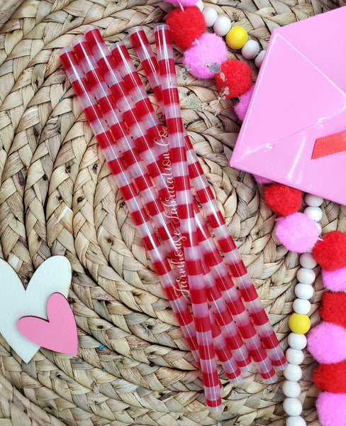 Valentine 2 pack Reusable Straws / Printed Straws / Acrylic Straws