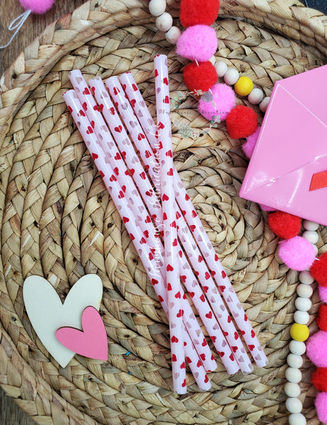 Valentine 2 pack Reusable Straws / Printed Straws / Acrylic Straws
