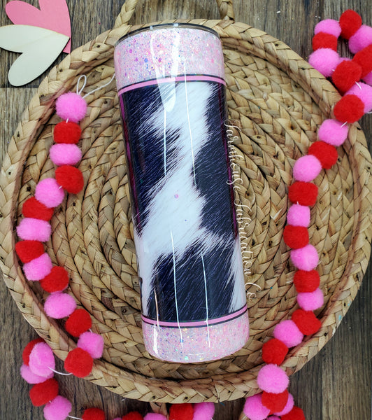 A Little Moody Pink Highland Cow Custom Personalized Glitter Tumbler