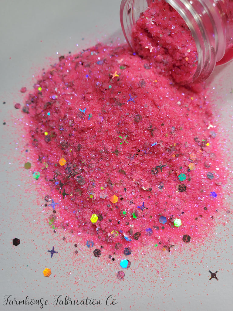 STELLA Fuchsia Pink Chunky Glitter Mix, 2 Oz Shaker, Polyester