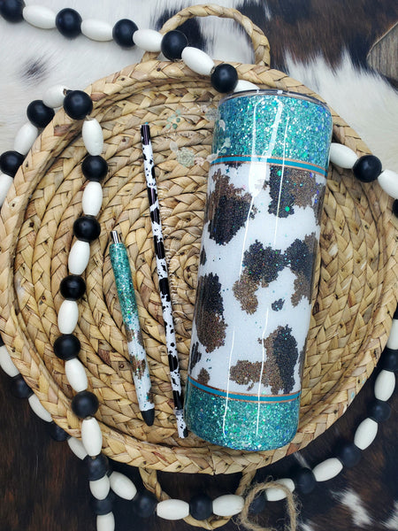 I Dont Speak Dipshit Cowhide Tumbler / Yellow Stone Beth Dutton Cowhide Glitter Tumbler