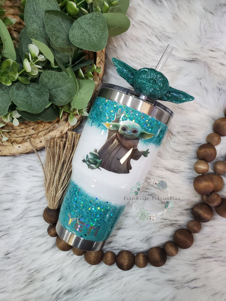 Baby Yoda Glitter Tumbler / Accessories sold separately