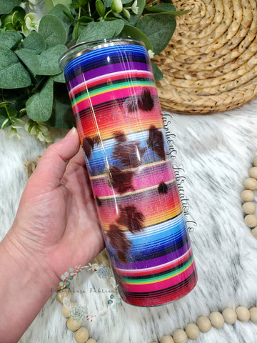 Cowhide Glitter Serape Tumbler