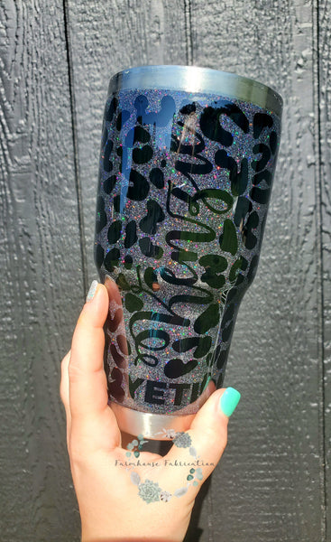 Black on Black Cheetah Tumbler / Personalized Tumbler
