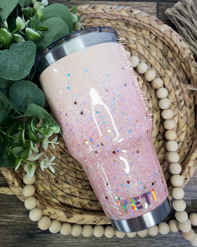 Blush and Gold Ombre Personalized Glitter Tumbler / Made with Bruiser Woods Custom Mix Glitter
