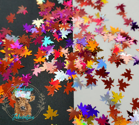 "Berried in the Fall" Multi-Color Fall Leaves Shape Polyester Glitter / Halloween