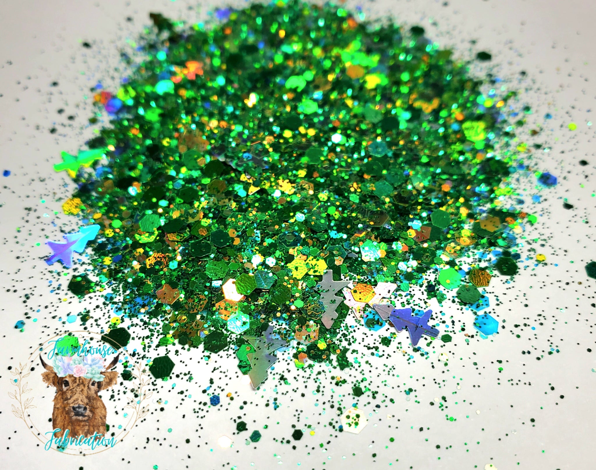 "Douglas Fer" Custom Mix / Green Chunky Glitter / Christmas Tree Shapes