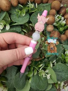 RTS Pink Highland Cow Refillable Pen