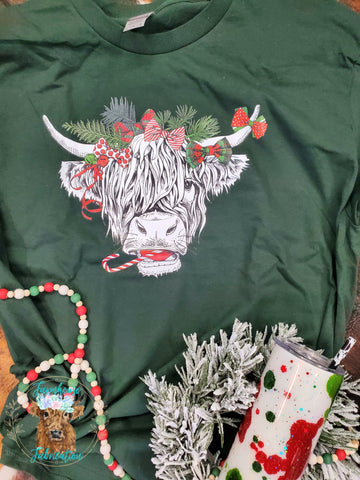 Highland Cow Christmas Long Sleeve Unisex T-shirt