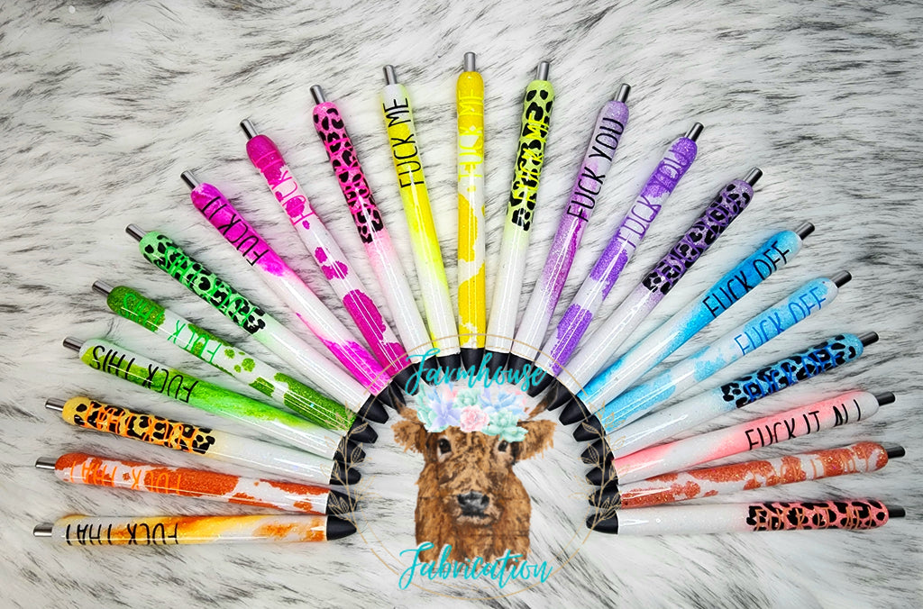 Cheetah Neon Fuck It Glitter Ink Pen Pack – Farmhouse Fabrication