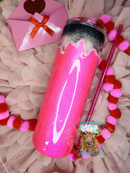 RTS I can Buy Myself Flowers HOT PINK Glitter Tumbler 20 oz Skinny