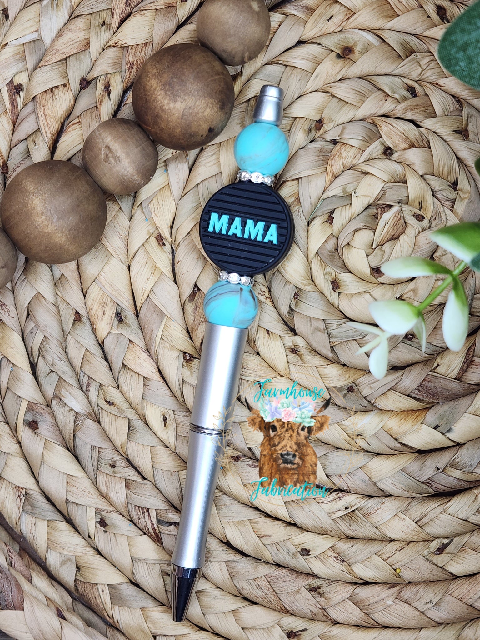 Teal Marble MAMA Refillable Pen