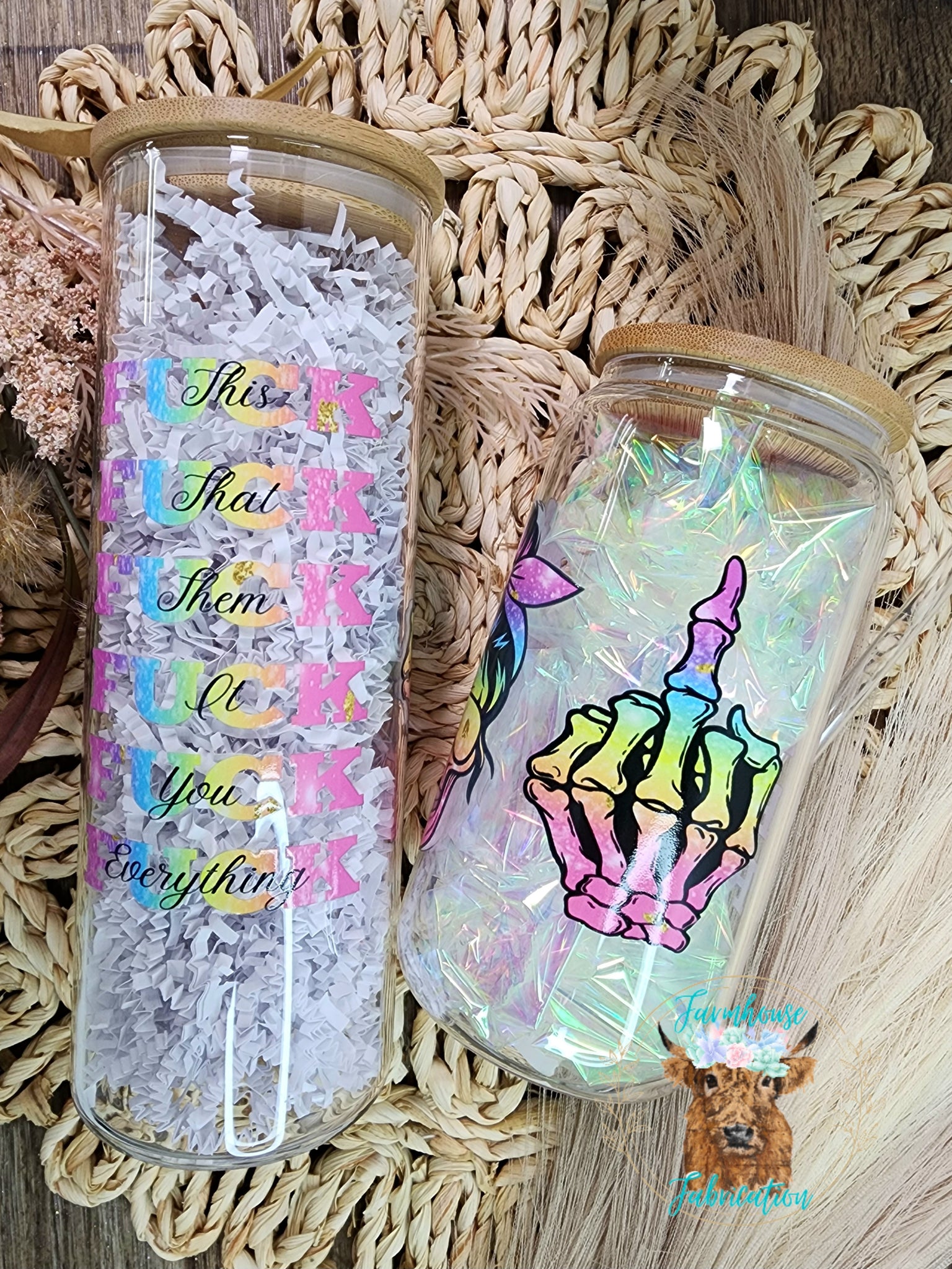 Fuck it All Skellie Libbey Beer Glass / Ice Coffee Glass