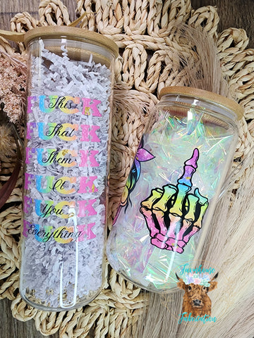 Fuck it All Skellie Libbey Beer Glass / Ice Coffee Glass