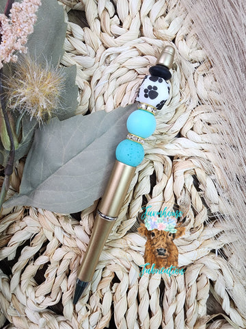 RTS Teal Puppy Dog Prints Refillable Pen